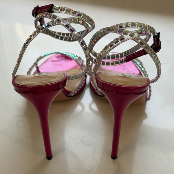 AQUAZZURA Dance Plexi 105 Embellished PVC/ iridescent leather sandals Size 38.5 - Picture 7 of 16